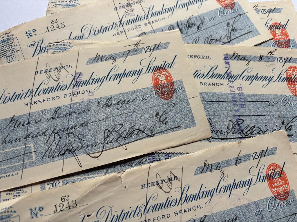 Victorian Banking Cheques