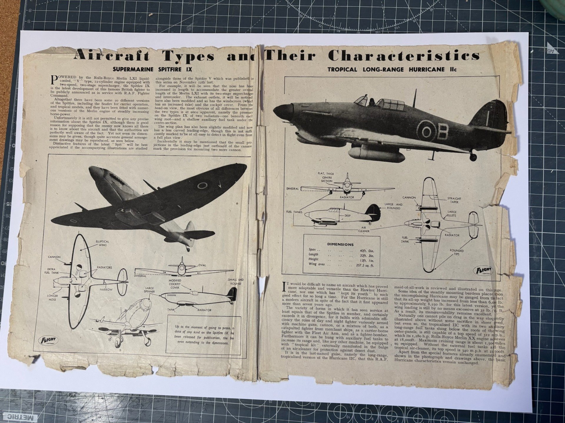 WWII Aviation Chart — Spitfire & Hurricane